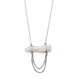16" 2 Cultured Freshwater Pearl Two Chain Drop Necklace