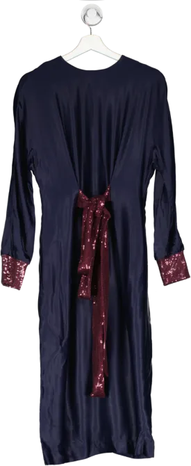 Anna Etter Blue Esther Midi Dress With Sequin Belt UK 10