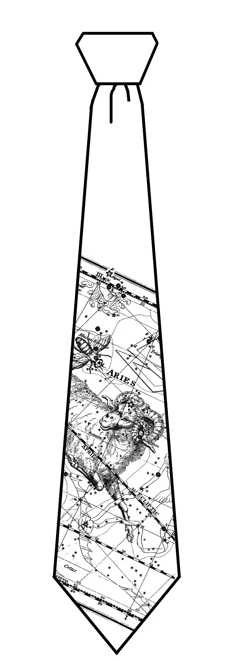 Aries Necktie, Zodiac Constellation Star Chart Tie