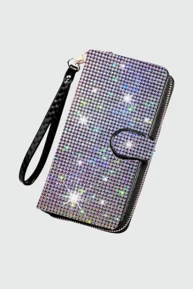 Black Silver Rhinestone Keychain Hook Wallet Bag