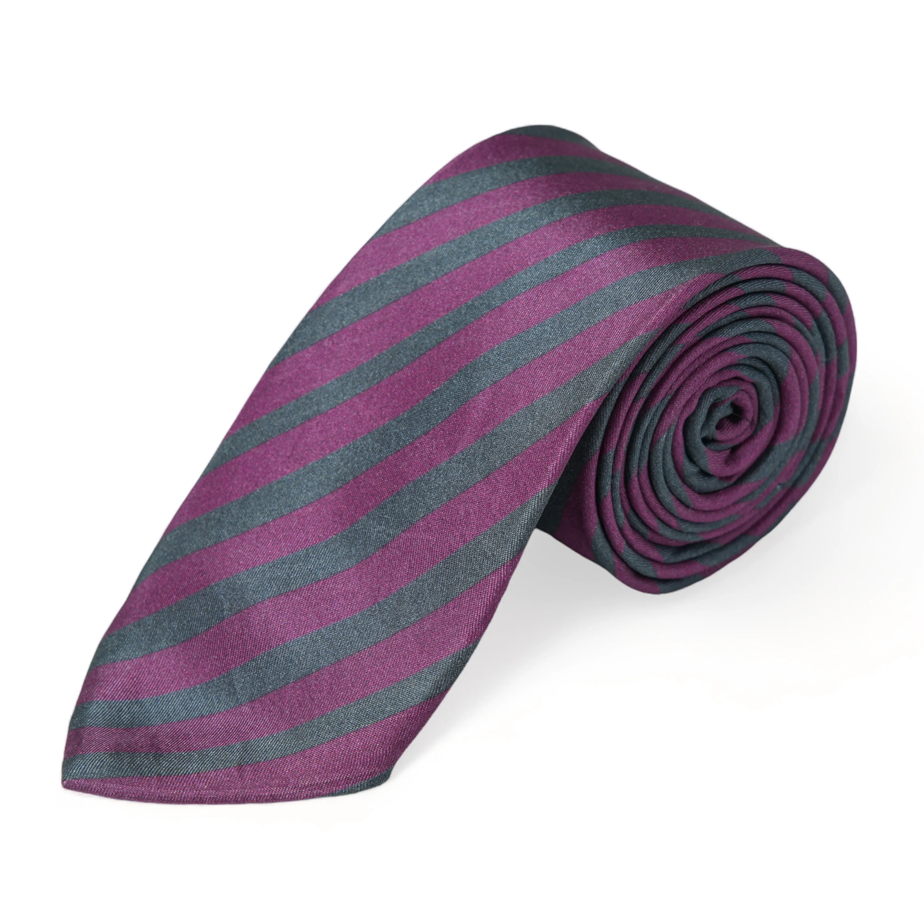 Chokore Mauve & Gray Stripes Silk Necktie - Plaids Range