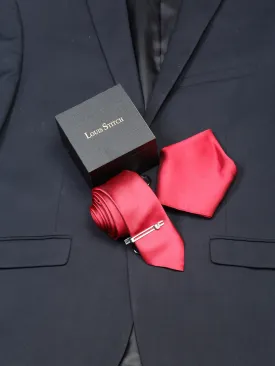 Clear Luxury Italian Silk Necktie Set With Pocket Square Chrome Tie pin