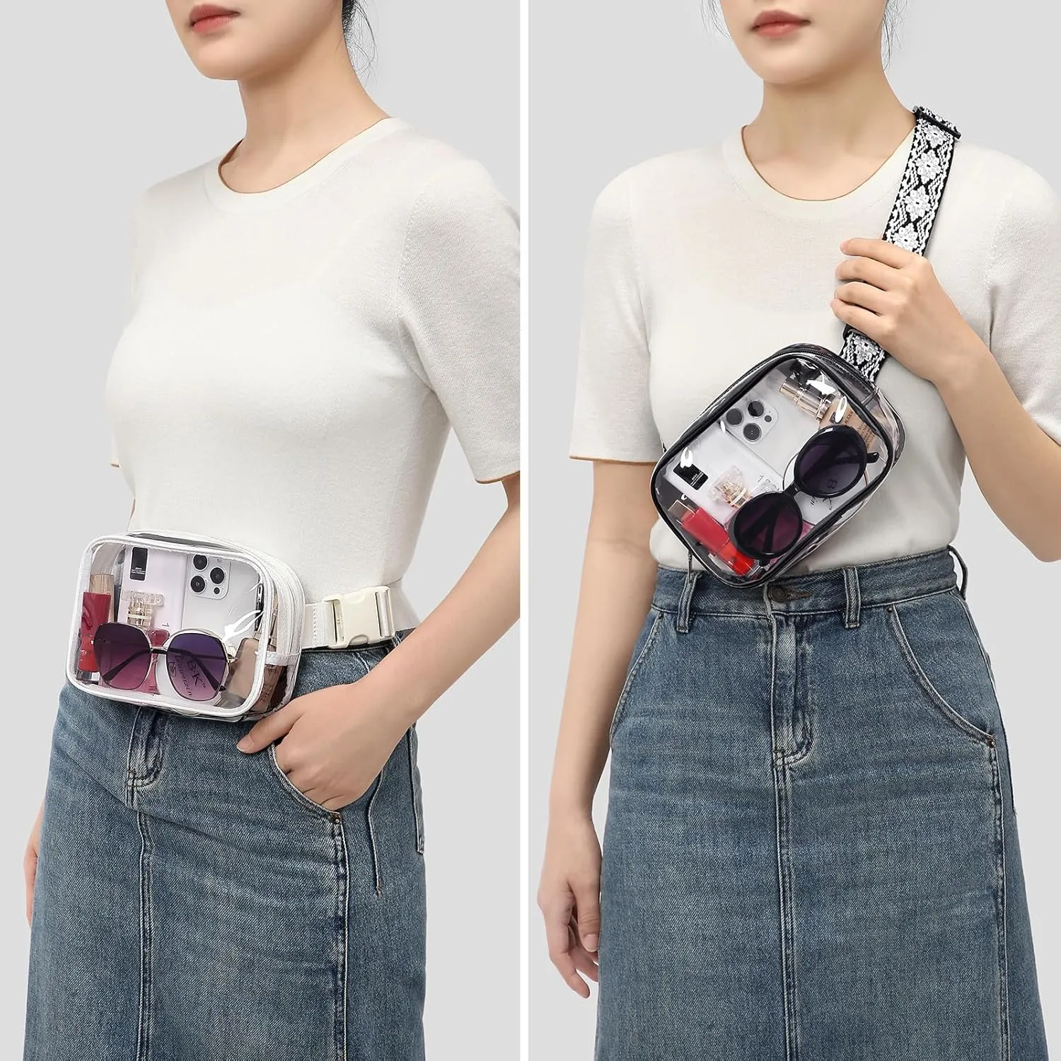 Cnoles Belt Bag for Women Fashion Waist Bag Vegan Leather Fanny Pack Crossbody Bags for Women With Adjustable Straps