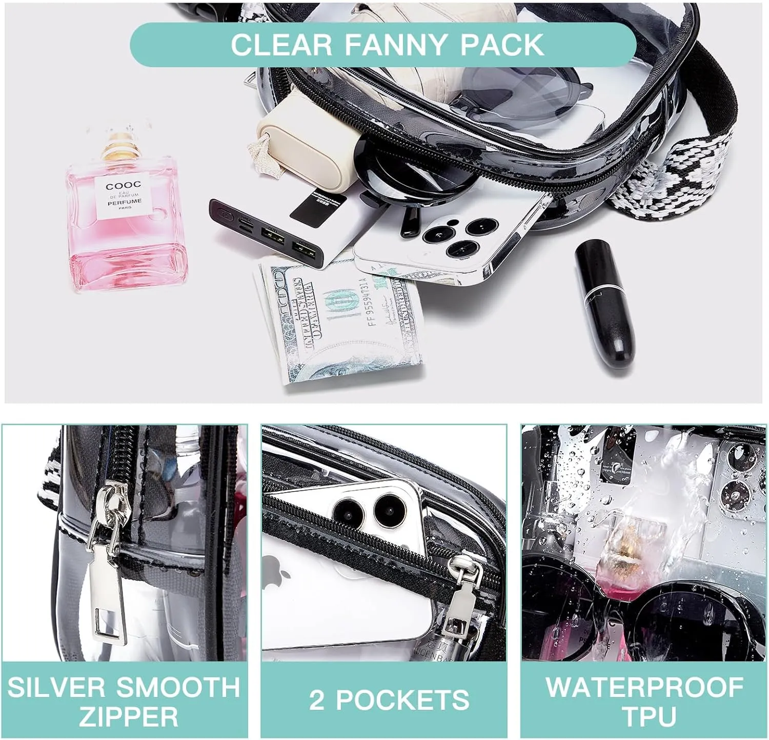Cnoles Belt Bag for Women Fashion Waist Bag Vegan Leather Fanny Pack Crossbody Bags for Women With Adjustable Straps