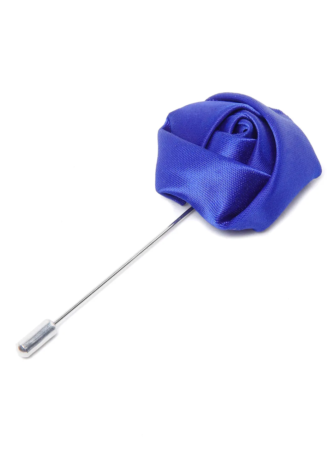 Cornflower Blue Luxury Italian Silk Necktie Set With Pocket Square Cufflinks Brooch Chrome Tie pin
