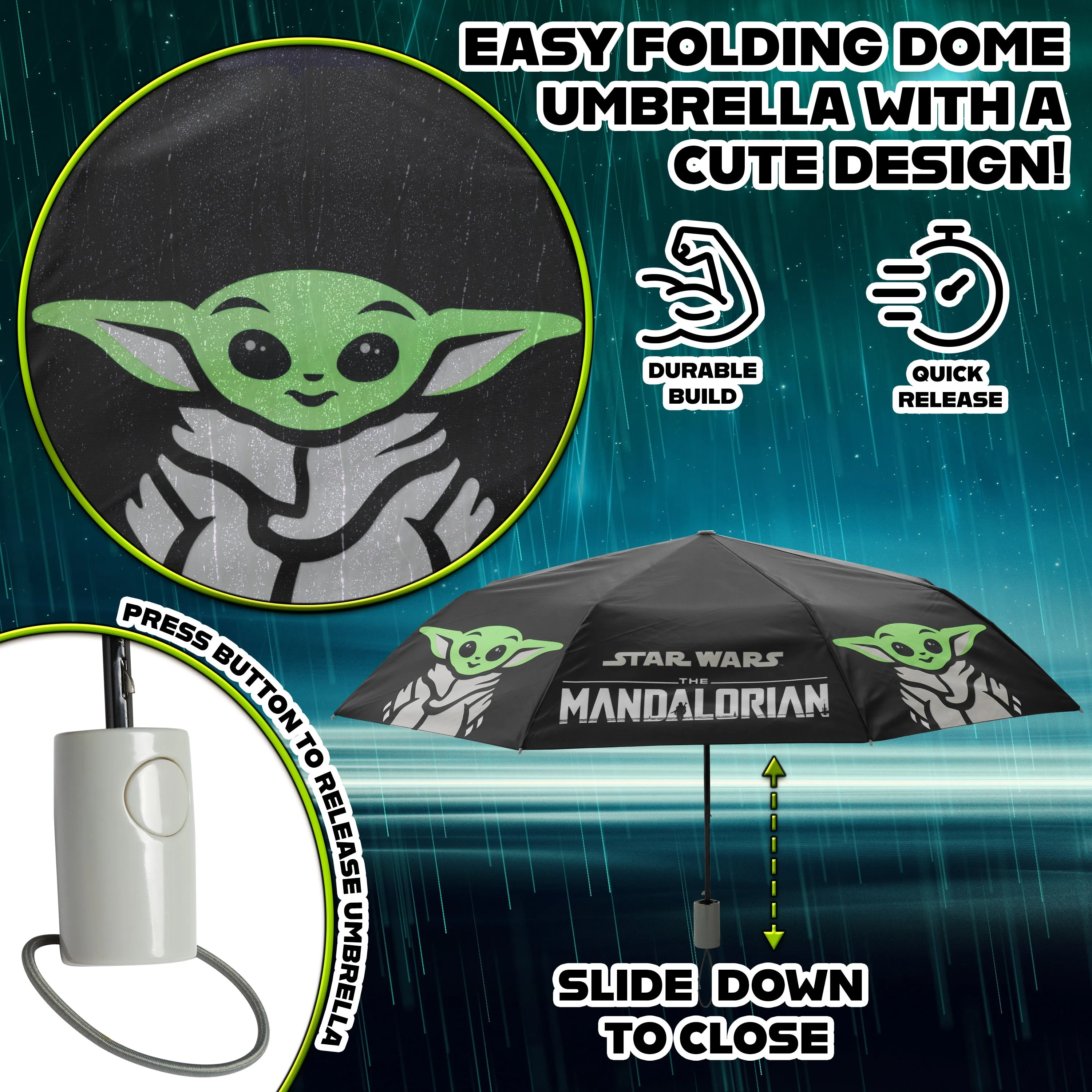 Disney The Mandalorian Folding Umbrella for Adults and Teenagers