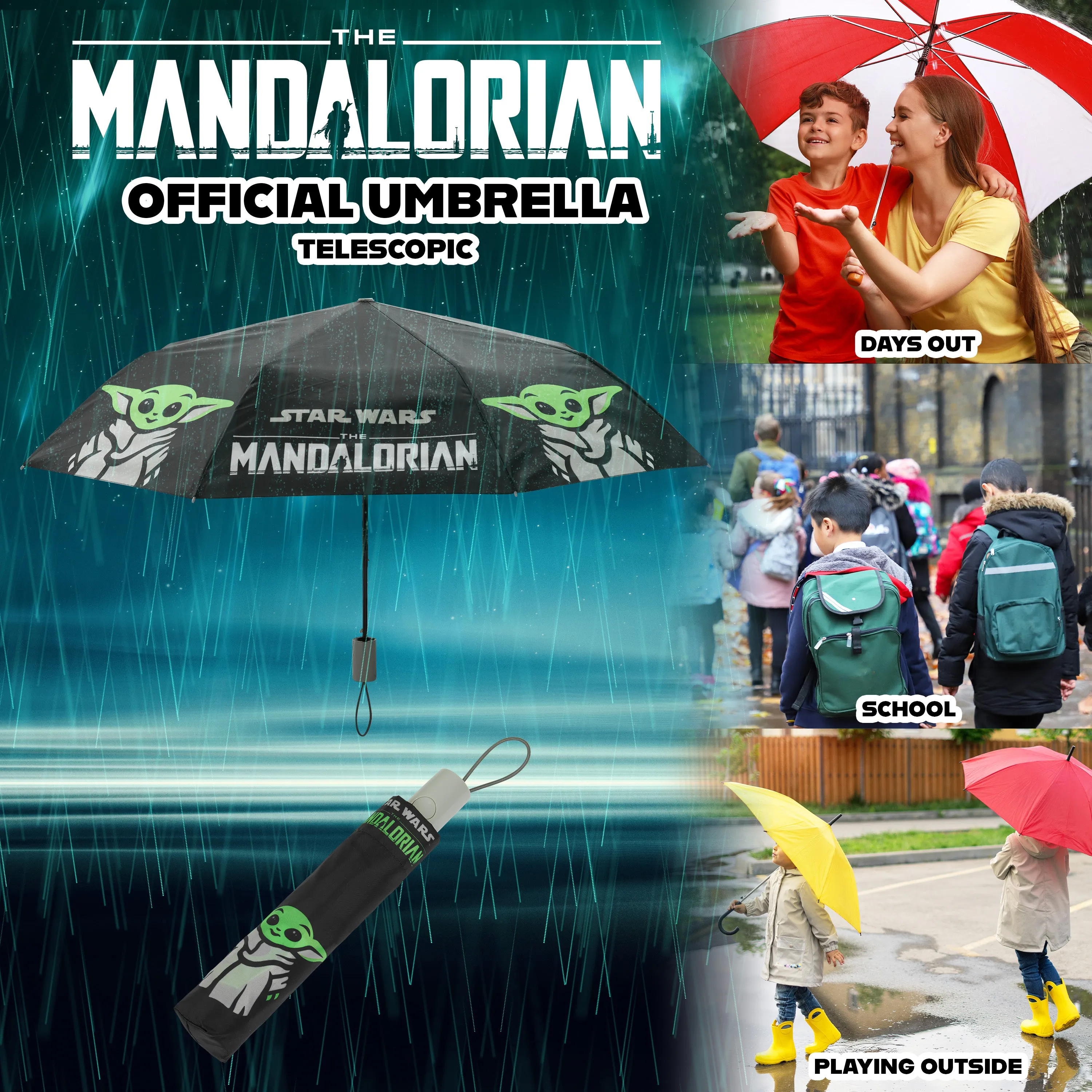 Disney The Mandalorian Folding Umbrella for Adults and Teenagers