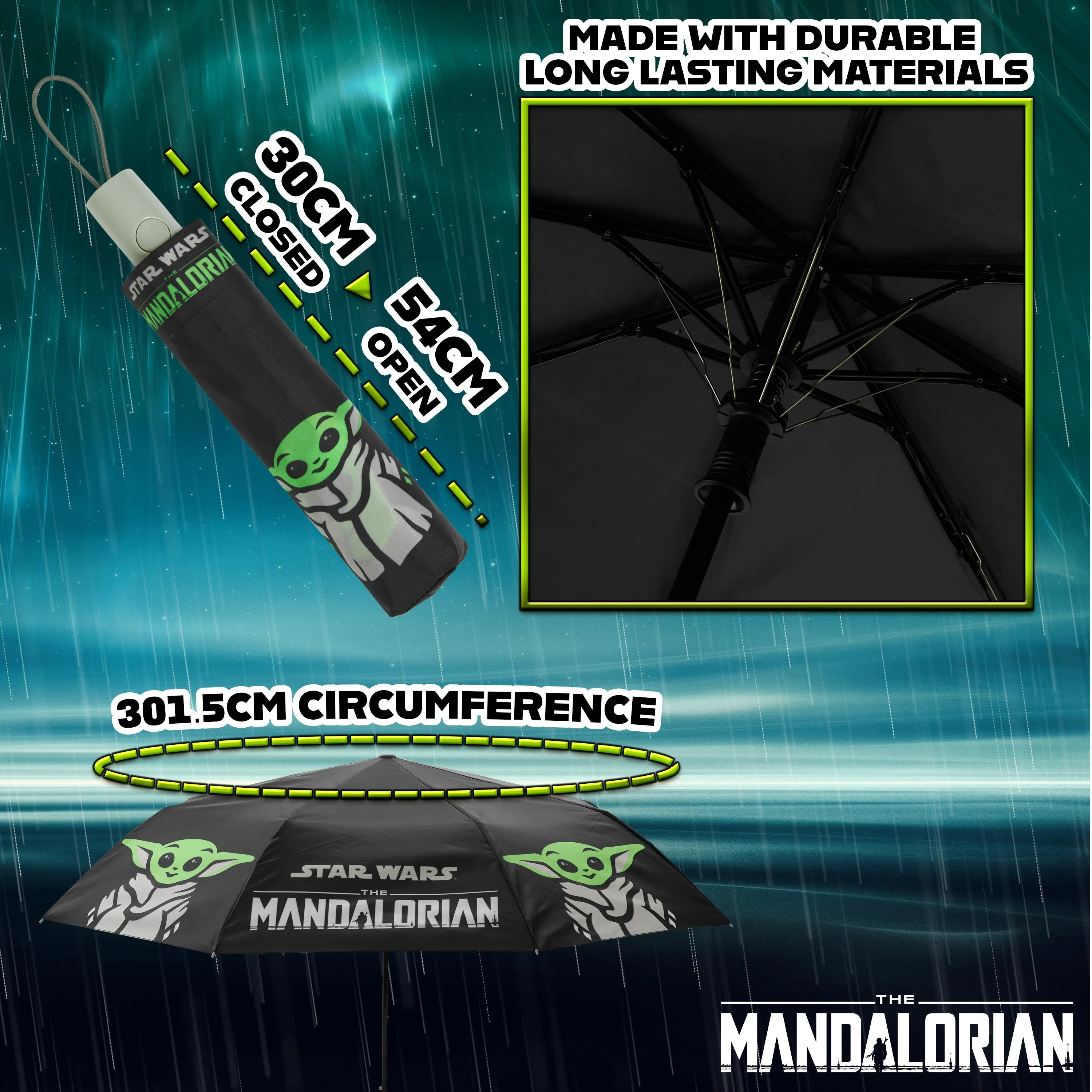 Disney The Mandalorian Folding Umbrella for Adults and Teenagers