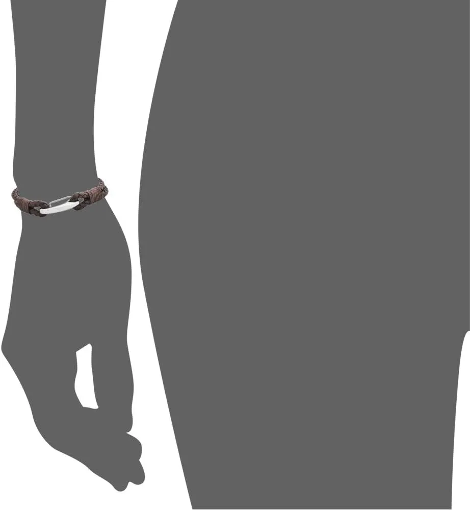 Edforce Braided Genuine Leather 2-Strand Cuff Bracelet with Stainless Steel Clasp