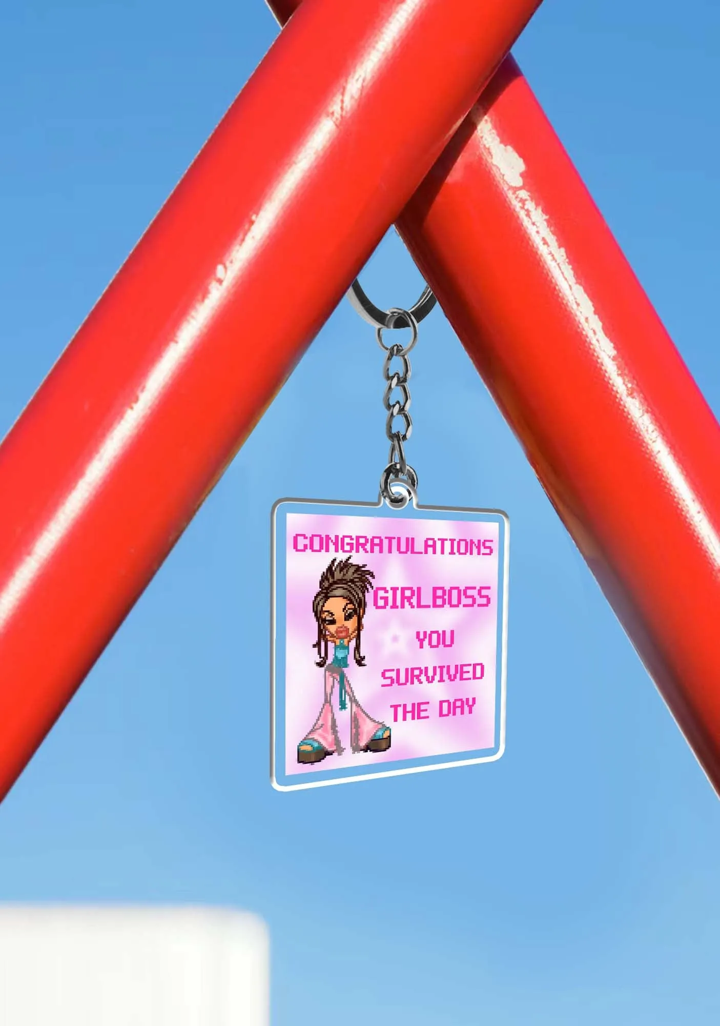 Girlboss Survived The Day 1Pc Y2K Keychain Cherrykitten