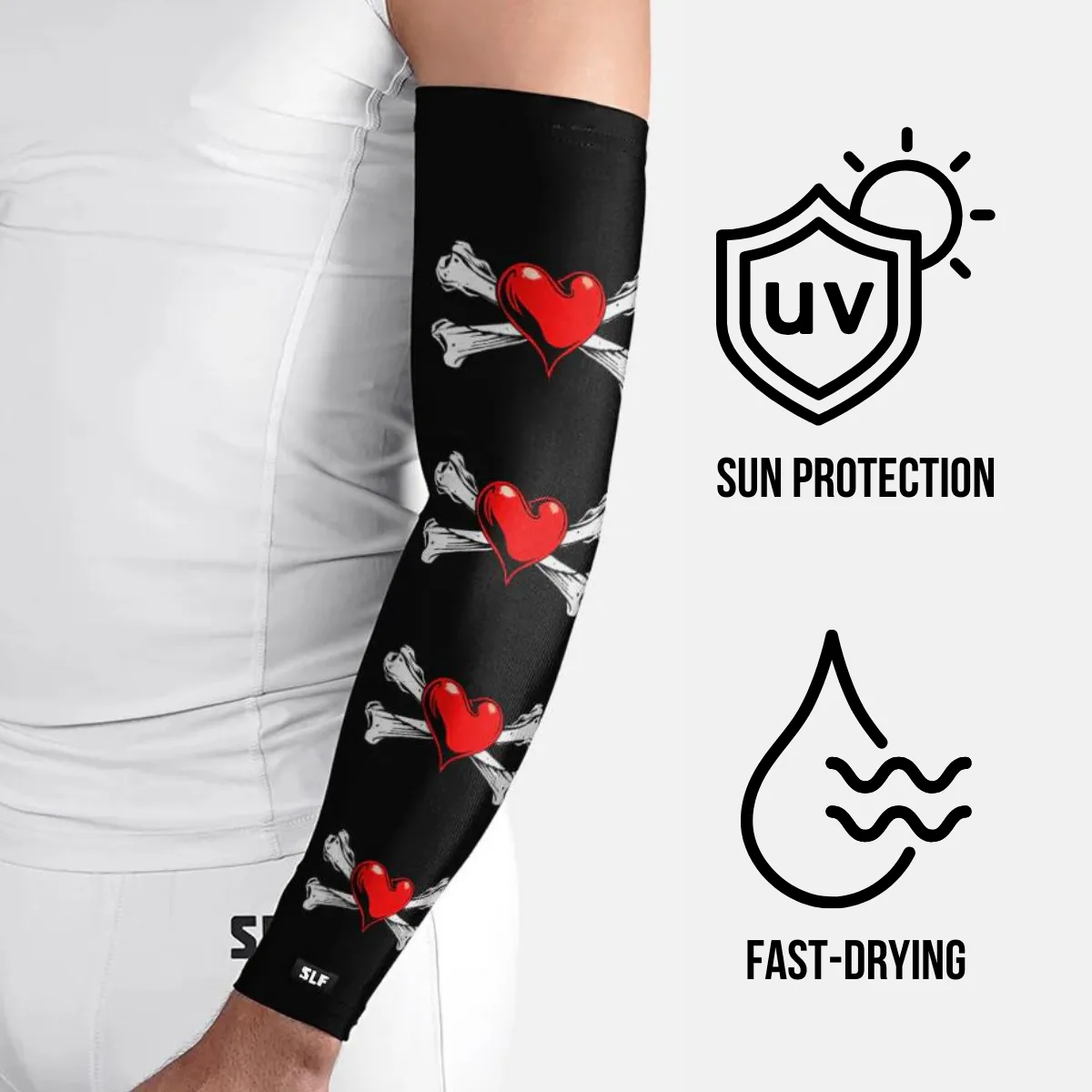 Heart Crossbones UV Arm Sleeves (pair)