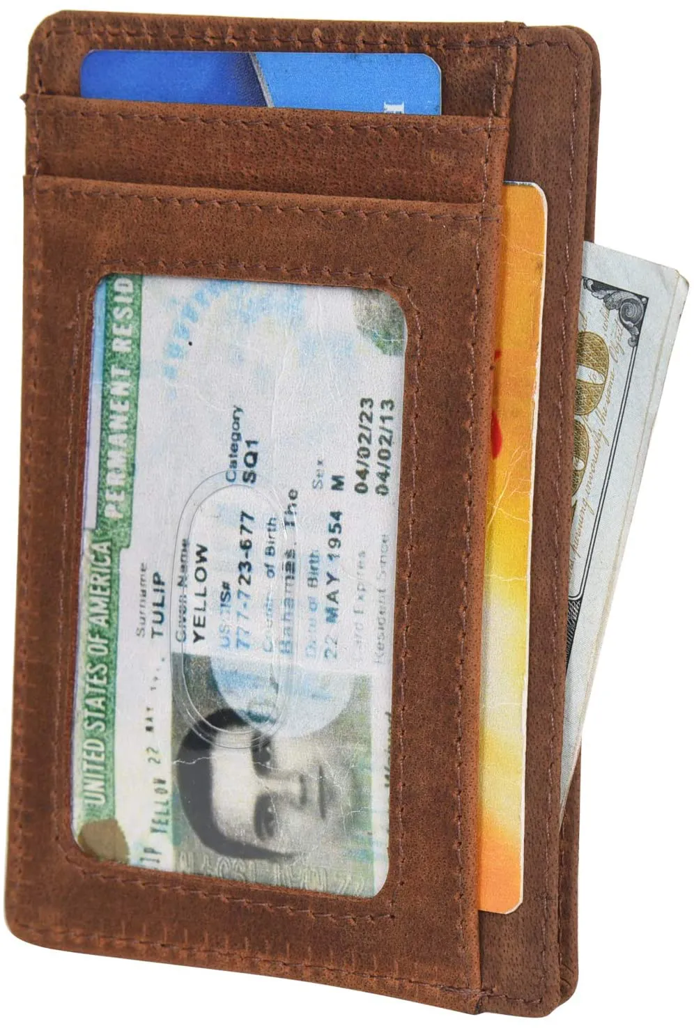 Leather Wallets for Men Minimalist Design Card Holder RFID Blocking Smart Wallet