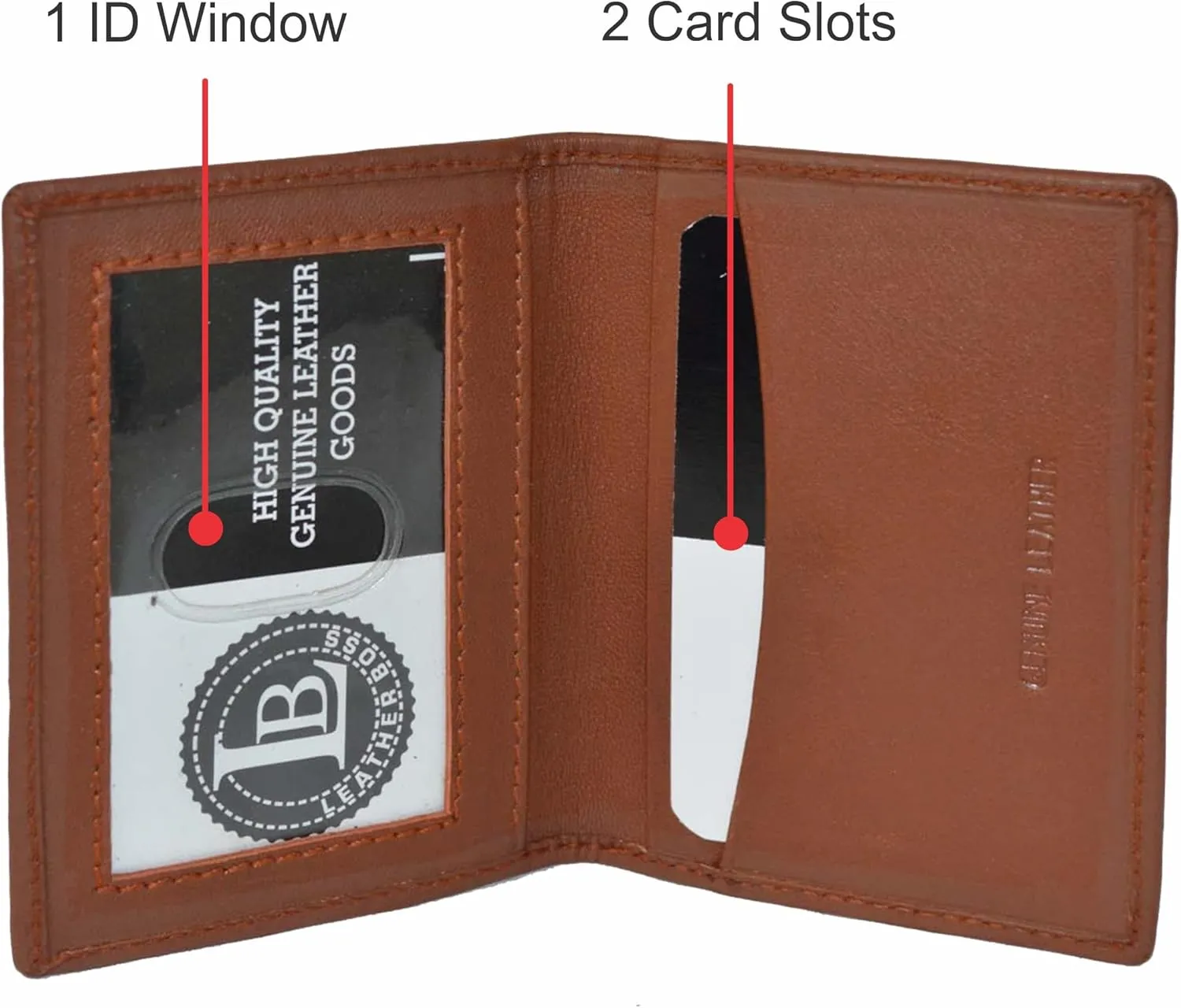 Leatherboss Slim Thin Leather Credit Card Id Mini Wallet Holder Bifold Driver's License Safe (Chocolate)