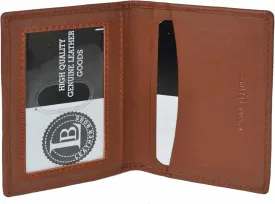 Leatherboss Slim Thin Leather Credit Card Id Mini Wallet Holder Bifold Driver's License Safe (Chocolate)