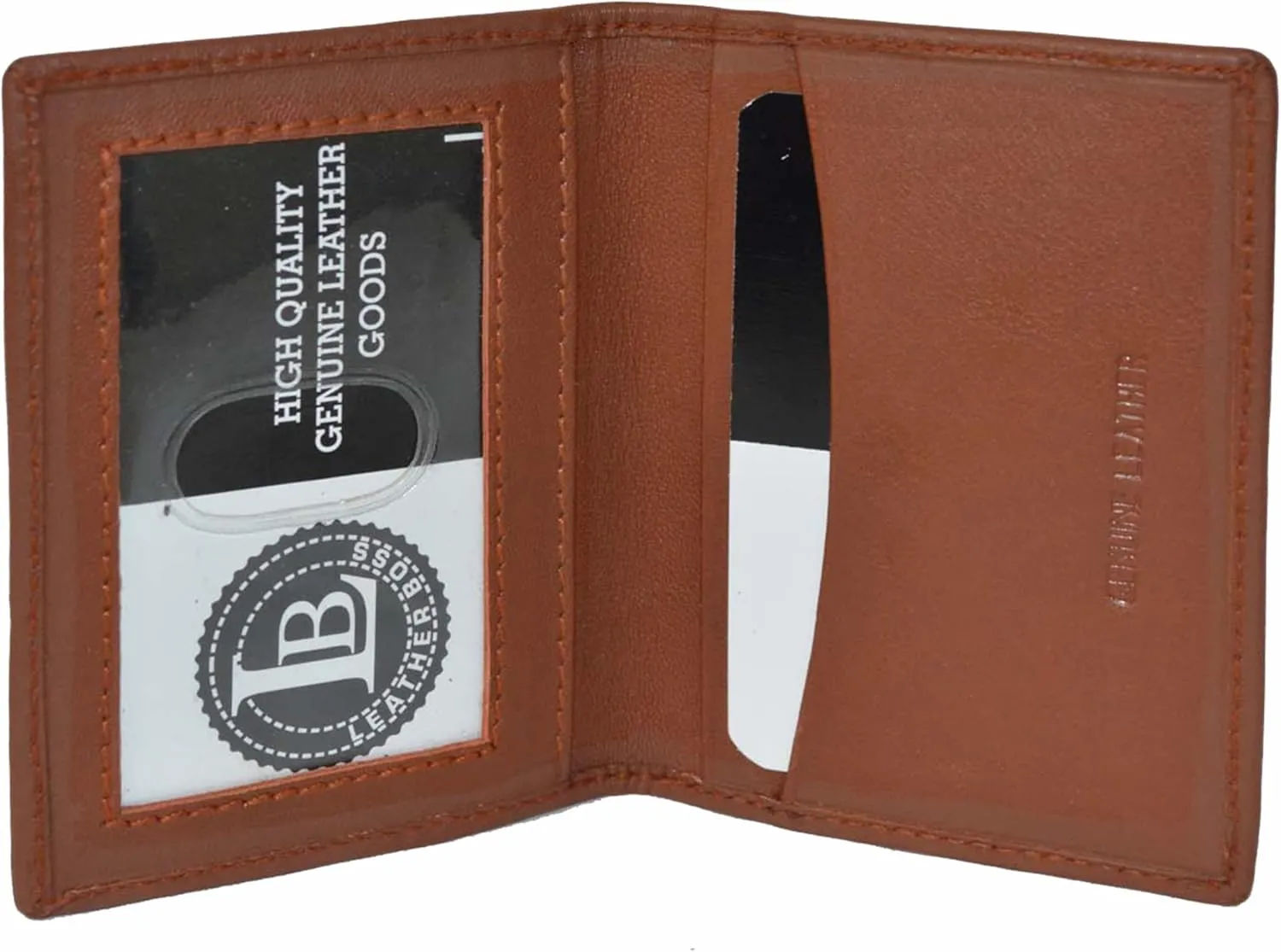 Leatherboss Slim Thin Leather Credit Card Id Mini Wallet Holder Bifold Driver's License Safe (Chocolate)