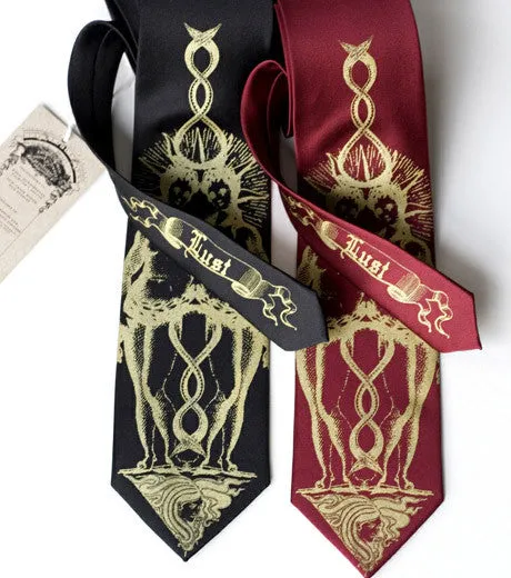Lust Silk Necktie. 7 Deadly Sins tie.