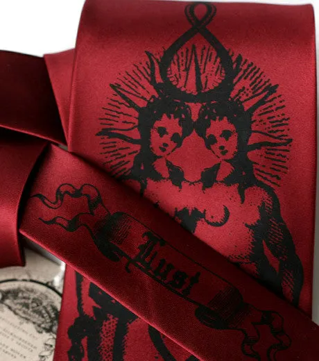 Lust Silk Necktie. 7 Deadly Sins tie.