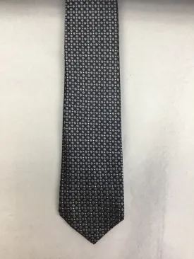Mens Silk Tie Check Black/Silver