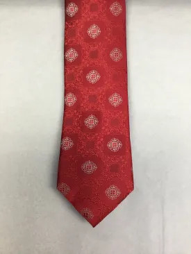Mens Silk Tie Medallion Red/White