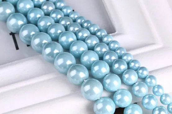 One Strand Mother of Pearl Round Beads Red/White/Pink/Blue/Yellow