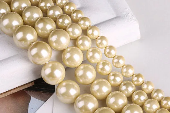 One Strand Mother of Pearl Round Beads Red/White/Pink/Blue/Yellow