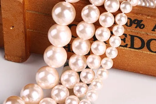 One Strand Mother of Pearl Round Beads Red/White/Pink/Blue/Yellow