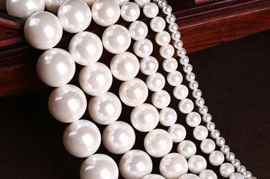 One Strand Mother of Pearl Round Beads Red/White/Pink/Blue/Yellow