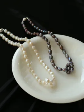 Pearl Loop-Wrapped Grey Necklace