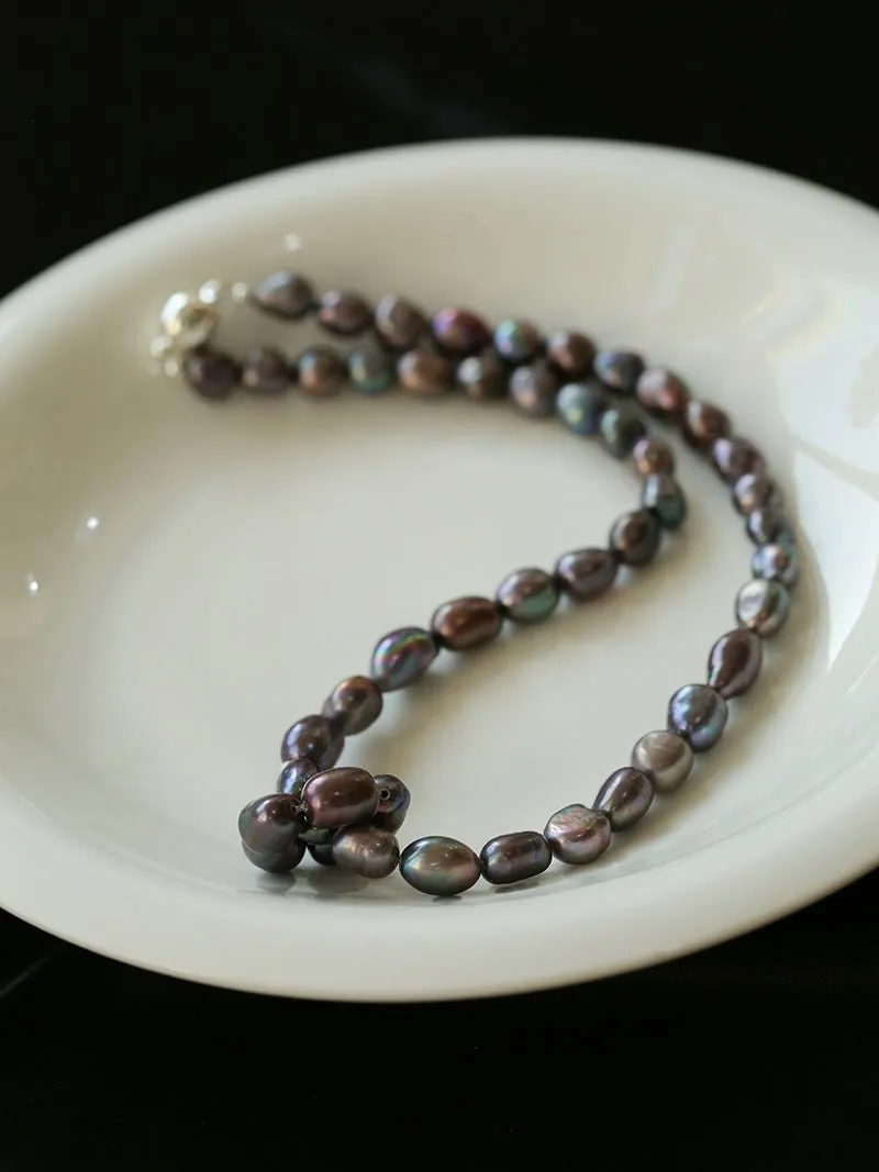 Pearl Loop-Wrapped Grey Necklace