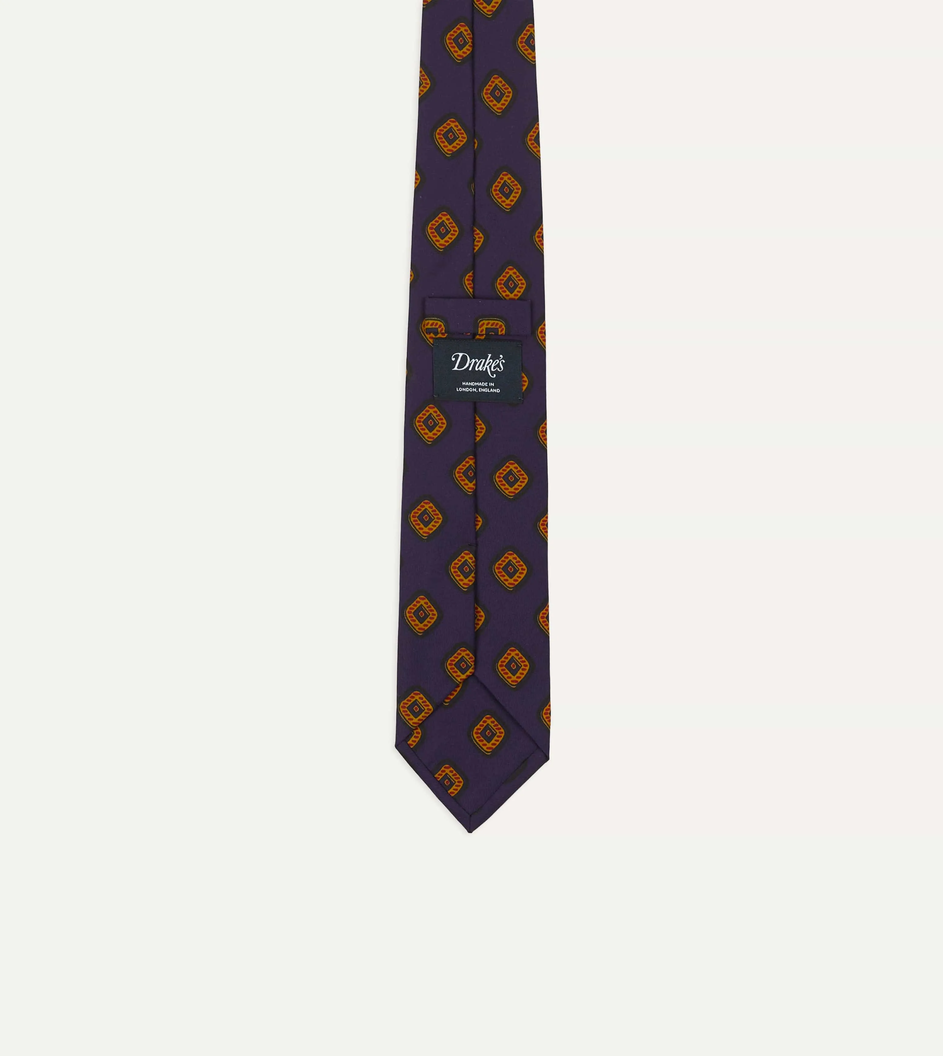 Purple Tile Print 36oz Madder Silk Self Tipped Tie