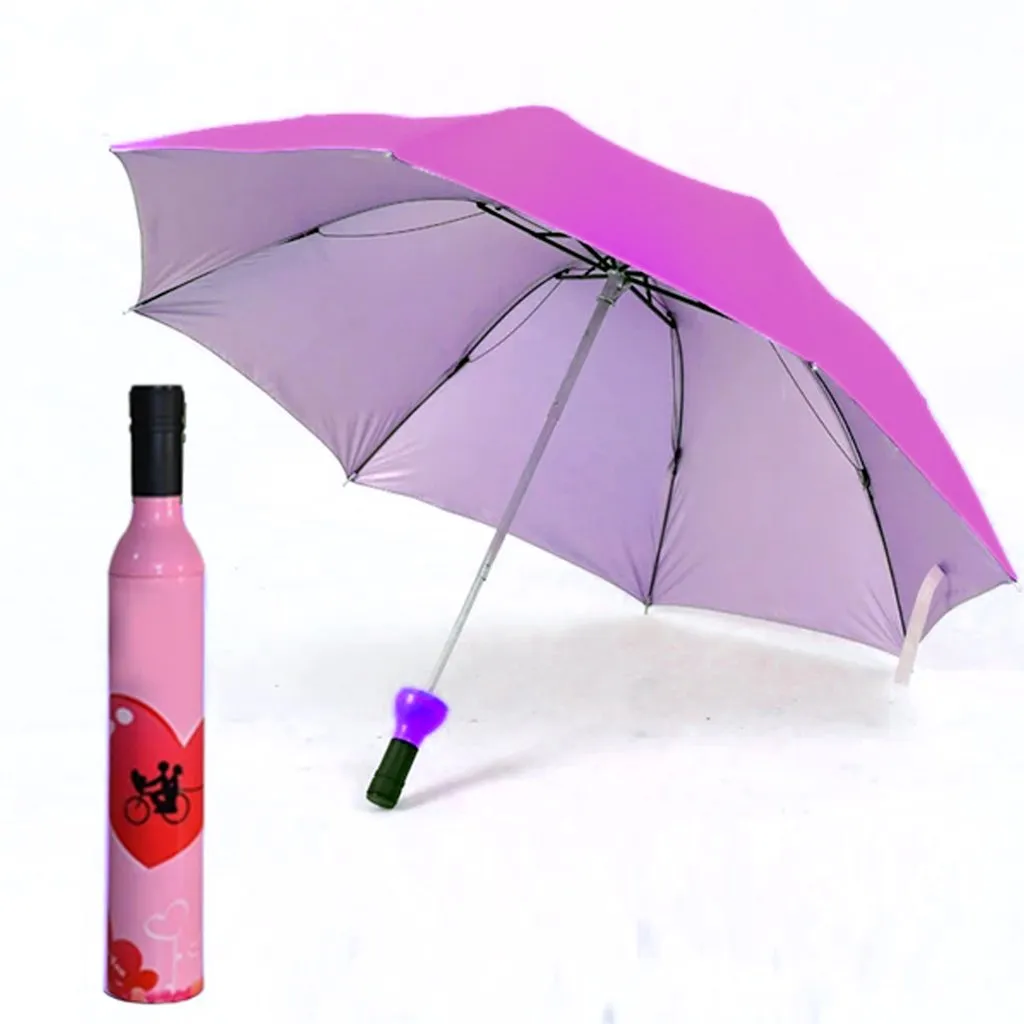 Stylish Umbrella Folding Plastic Wine Bottle Deco Umbrella (Random Multicolor) - H01732