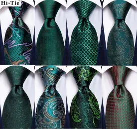 Teal Green Solid Paisley Silk Tie Set