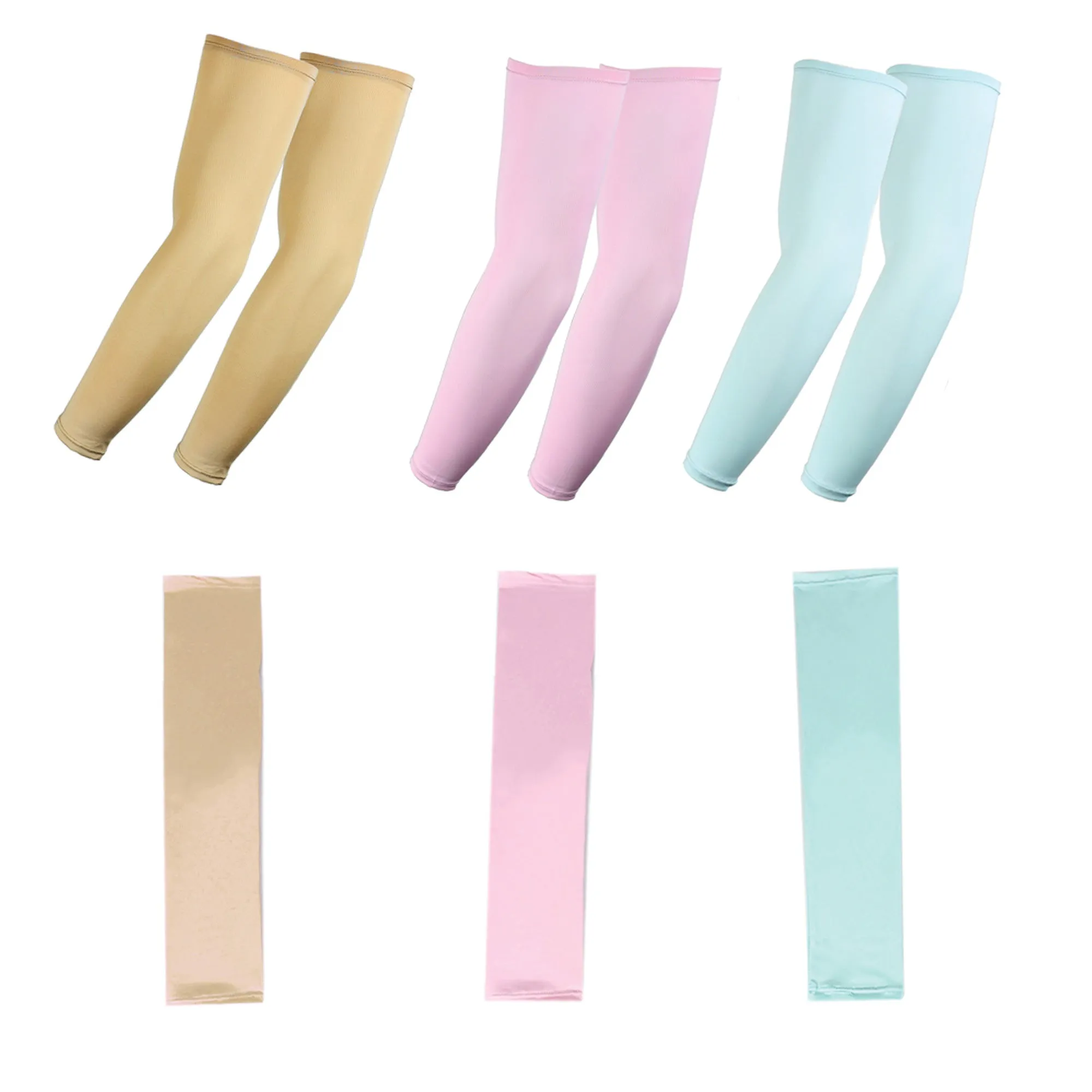 The Elixir Arm Sleeves UV Sun Protective Arm Compression Cover Warmer Cooler 3P (Beige/Blue/Pink)
