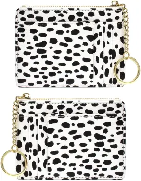 Valentoria Slim RFID Blocking Card Holder Small Pocket Wallet Keychian Zipper Coin Purse Mini Cash & Coin & Cards Case for Women Men