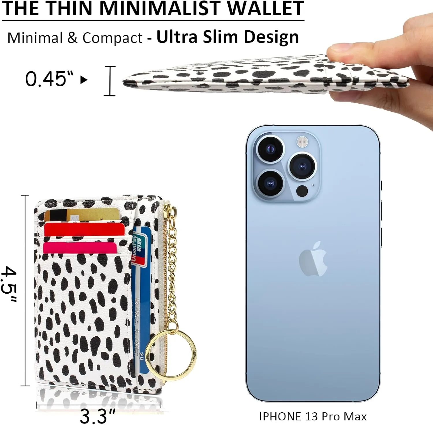 Valentoria Slim RFID Blocking Card Holder Small Pocket Wallet Keychian Zipper Coin Purse Mini Cash & Coin & Cards Case for Women Men