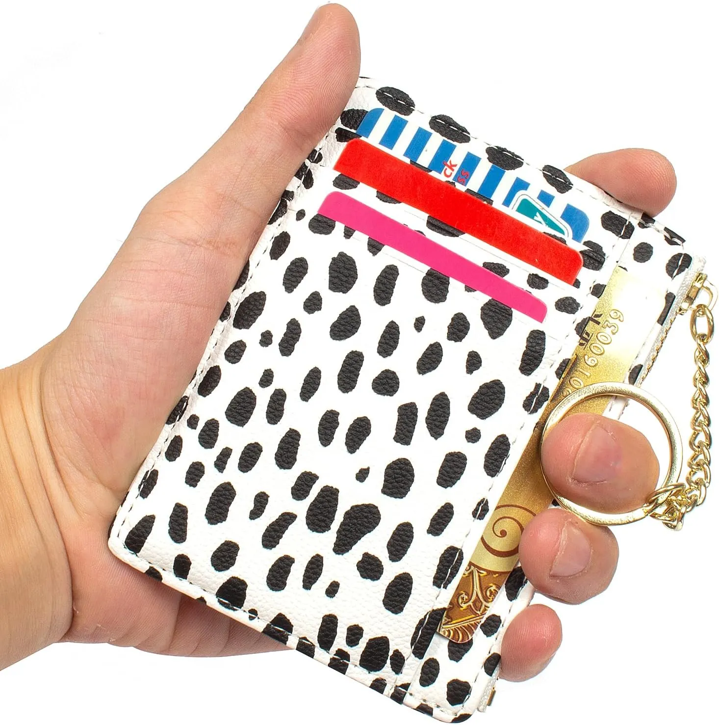 Valentoria Slim RFID Blocking Card Holder Small Pocket Wallet Keychian Zipper Coin Purse Mini Cash & Coin & Cards Case for Women Men