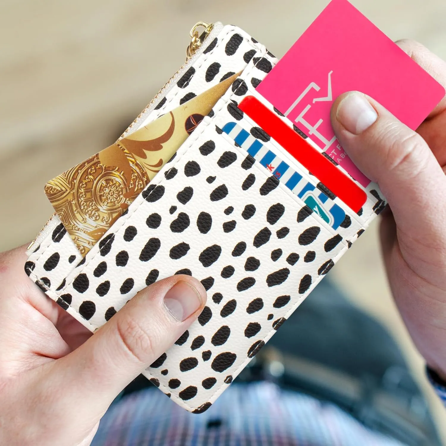 Valentoria Slim RFID Blocking Card Holder Small Pocket Wallet Keychian Zipper Coin Purse Mini Cash & Coin & Cards Case for Women Men