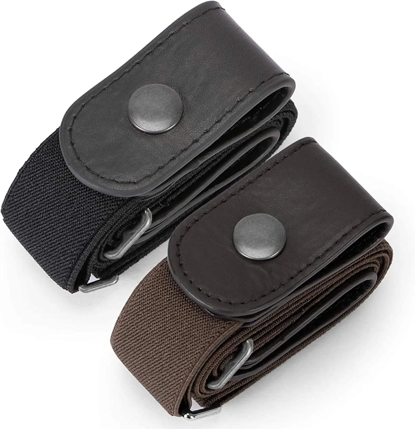 WHIPPY 2 Pack Buckle Free Comfortable Elastic Belt for Women or Men, Buckle-less No Bulge No Hassle Invisible Belts