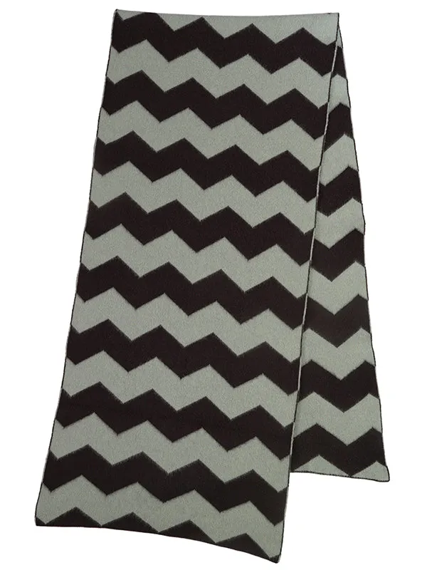 Zigzag Brushed Blanket Scarf Scarlet & Turmeric